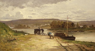 River Landscape, 1837 by Emile Lambinet