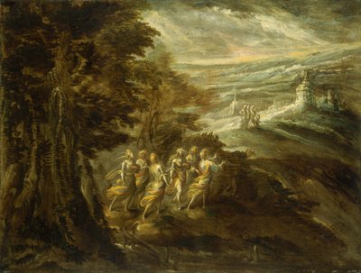 Fantastic Landscape with Figures by Emilian 16th Century