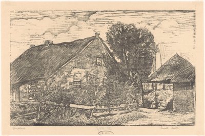 Farm with Hay Barn by Emilius Wilhelmus Dehé (signed by artist)