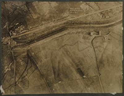 Aerial photograph with WWI trenches, 1918 by English Photographer