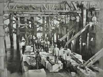 Blackfriars Bridge: Construction Workers, 1869 by English Photographer
