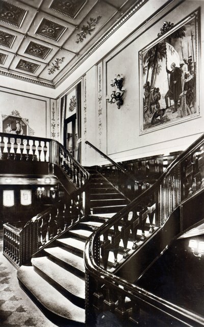 Grand Staircase onboard the HMS Homeric by English Photographer