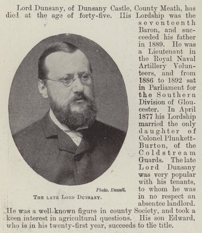 The Late Lord Dunsany by English Photographer