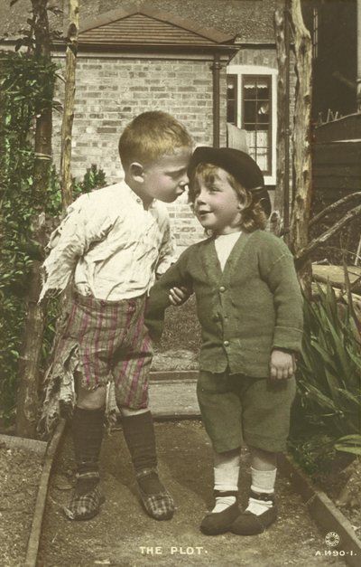 Two little boys plotting by English Photographer