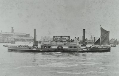Woolwich Ferry: Ferryboat on the River, 1896 by English Photographer
