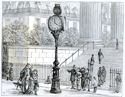 A Crowd Admires a Pneumatic Clock by English School