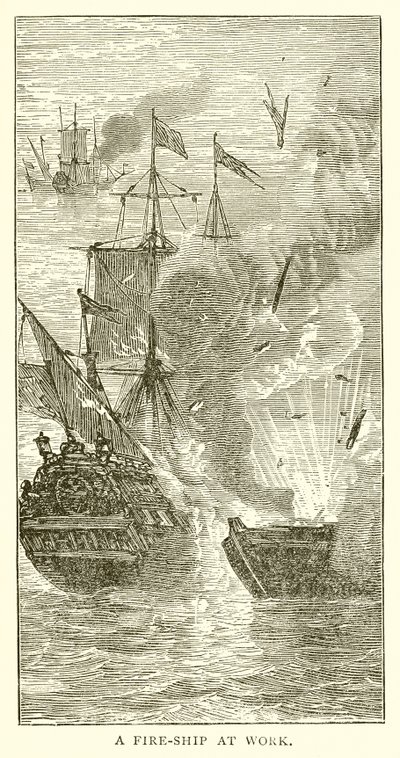 A Fire-Ship at Work by English School