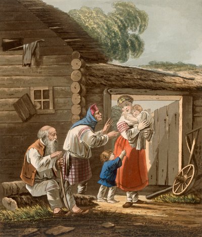 A Russian Peasant Family, 1823 by English School