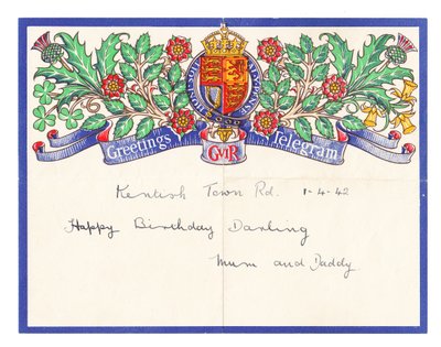 A birthday greetings telegram, c.1942 by English School