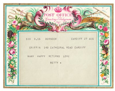 A birthday greetings telegram, c.1950 by English School