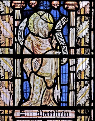 A south window depicting St Matthew by English School