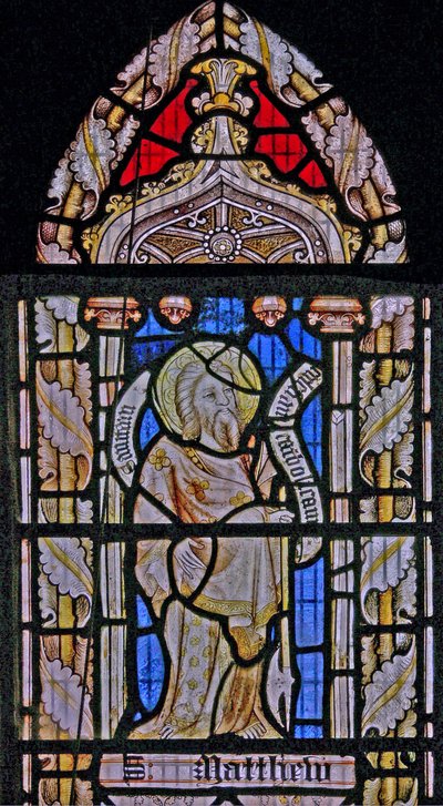 A south window depicting St Matthew by English School