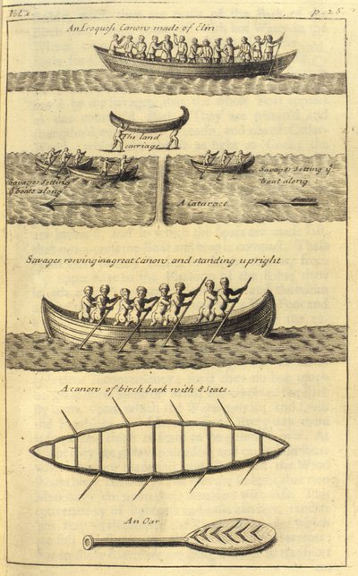 An Iroquois Canoe, 1703 by English School