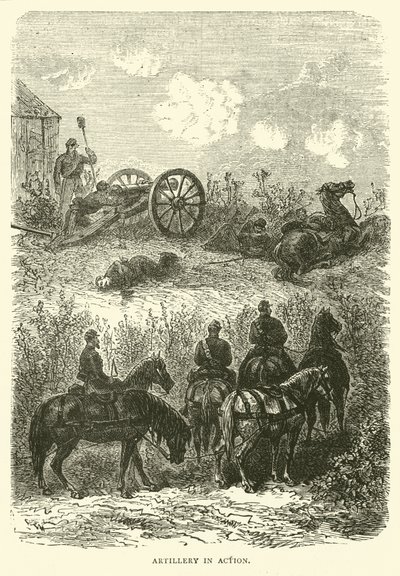 Artillery in action by English School