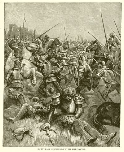 Battle of Spaniards with the Moors by English School