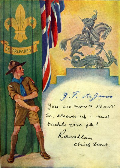 Be prepared, Boy Scout Enrolment Card, 1947 by English School