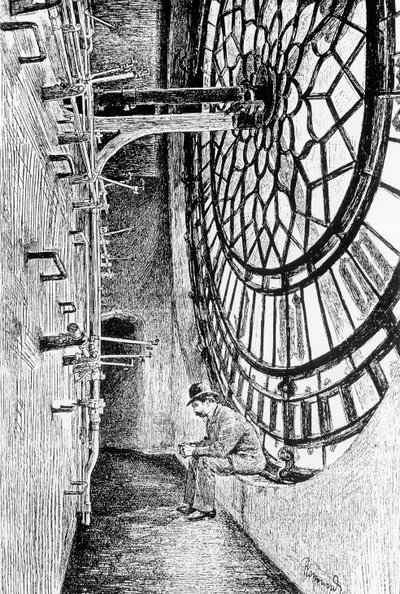 Behind the Clock-Dial of Big Ben by English School