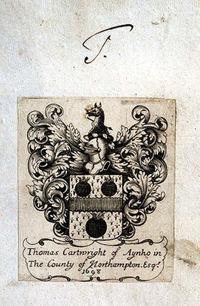 Bookplate of Thomas Cartwright (1671-1748) of Aynho by English School