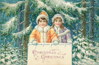 British Christmas Card by English School