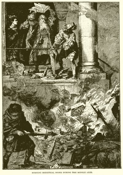 Burning Heretical Books during the Middle Ages by English School