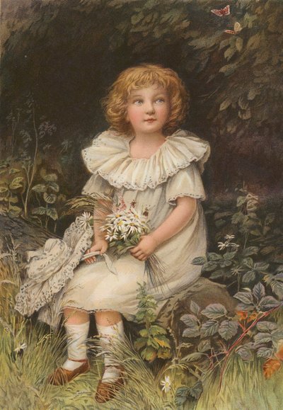 Child and Butterflies by English School