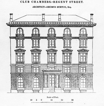 Club Chambers, Regent Street, 1839 by English School