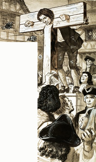 Daniel Defoe in the stocks by English School
