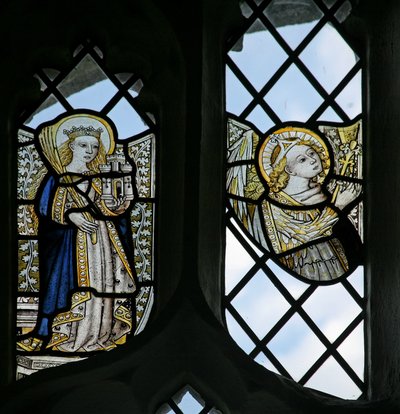 St Barbara and an Angel by English School