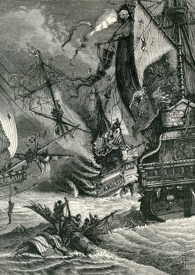 Destruction of the Spanish Armada by English School