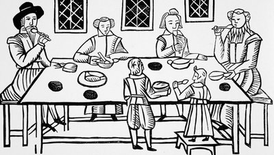 Dining at Home, from the Roxburghe Ballads by English School