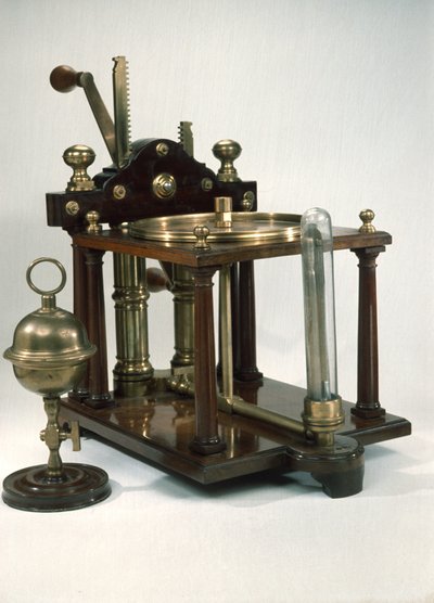 Double-barrelled air-pump with Magdeburg hemispheres, c.1800 by English School