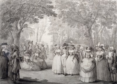 Elegant figures in Vauxhall Gardens by English School