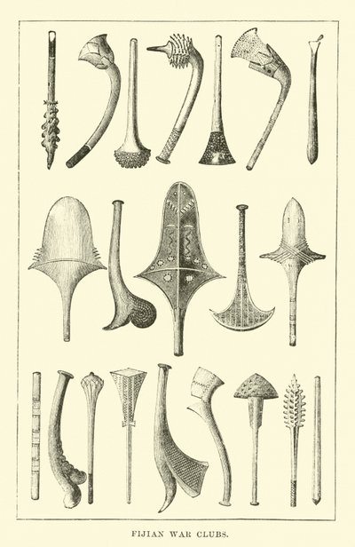 Fijian War Clubs by English School