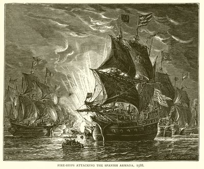 Fire-Ships attacking the Spanish Armada, 1588 by English School