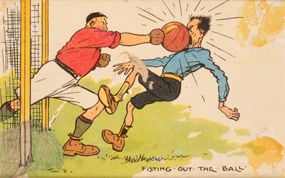 Fisting out the Ball, a mounted postcard by English School
