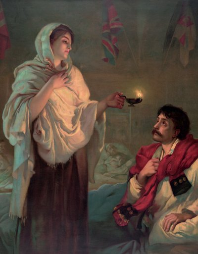 Florence Nightingale with an Oil Lamp by English School