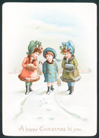 Girls walking in the snow by English School