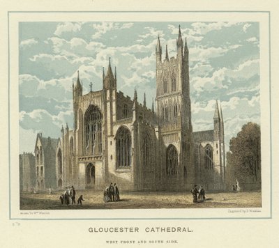 Gloucester Cathedral, West Front and South Side by English School