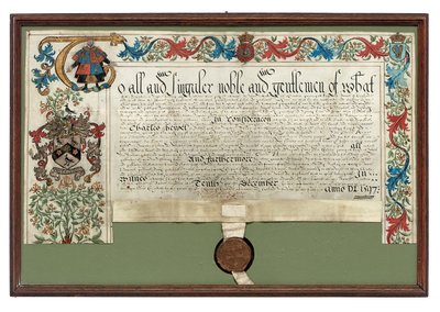Grant of arms to Charles Hewitt, 1597 by English School