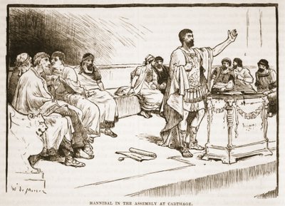 Hannibal in the Assembly in Carthage by English School