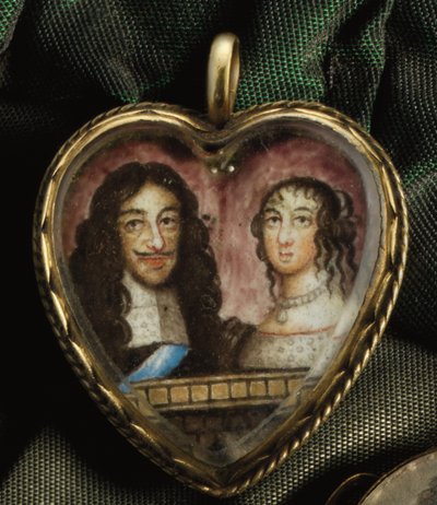 Heart-shaped Charles II Memorial Pendant by English School