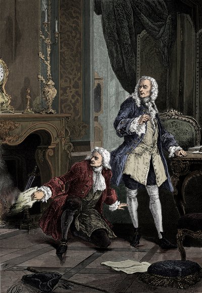 Henault and Voltaire by English School