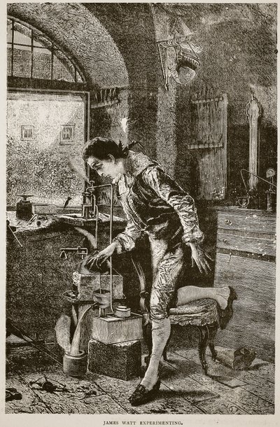 James Watt experimenting by English School