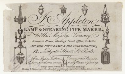 Lamp Maker, Trade Card by English School