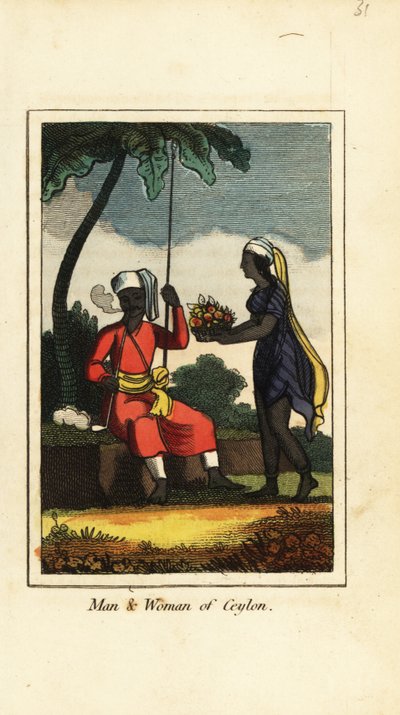 Man and woman of Ceylon (Sri Lanka) by English School
