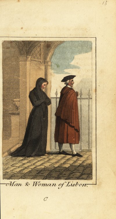 Man and woman of Lisbon, Portugal by English School