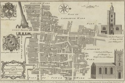 Map of Billingsgate and Bridge Wards, London by English School