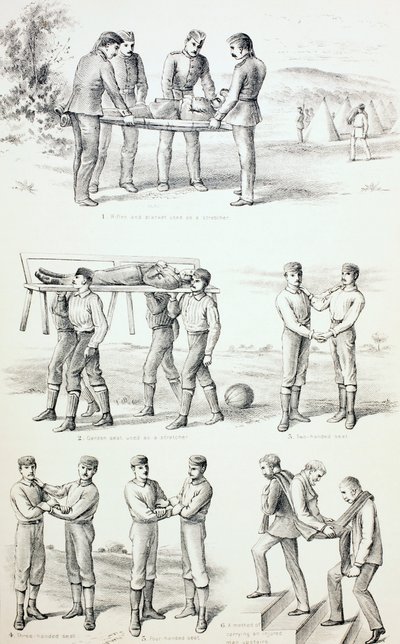 Methods of Carrying Injured Persons, c.1890 by English School