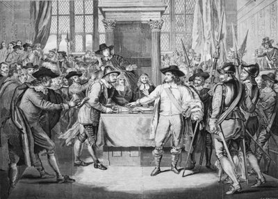 Oliver Cromwell dissolving the Long Parliament by English School