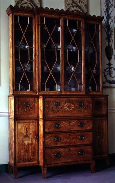 Painted and Inlaid Secretaire Bookcase, c.1785 by English School